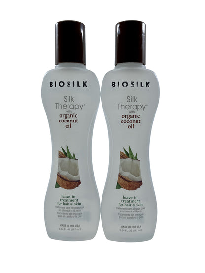 Biosilk Silk Therapy Leave In Treatment Coconut Oil Hair & Skin 5.64 OZ Set of 3