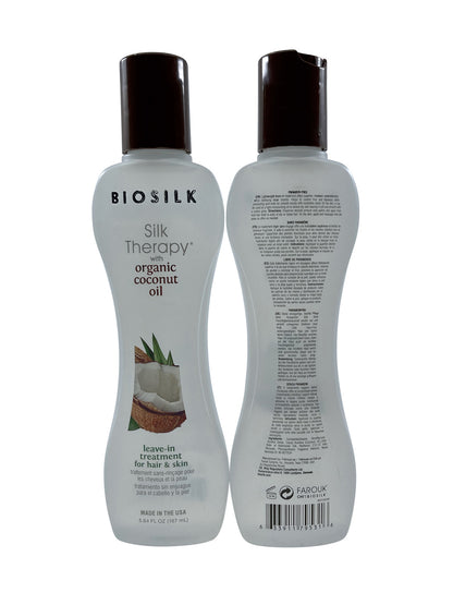 Biosilk Silk Therapy Leave In Treatment Coconut Oil Hair & Skin 5.64 OZ Set of 3