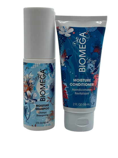 Biomega Moisture Shampoo 2 OZ & Conditioner 1.5 OZ Dry Hair Set of 2