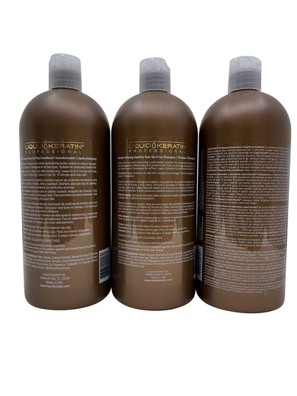 Liquid Keratin De Frizz Shampoo & Conditioner 33 OZ & Smooth Treatment 35 OZ Set