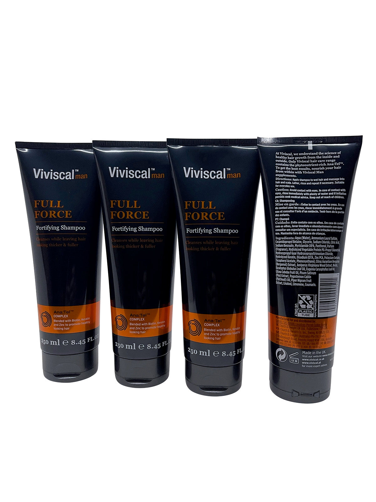 Viviscal Man Full Force Fortifying Shampoo 8.45 OZ Set of 4