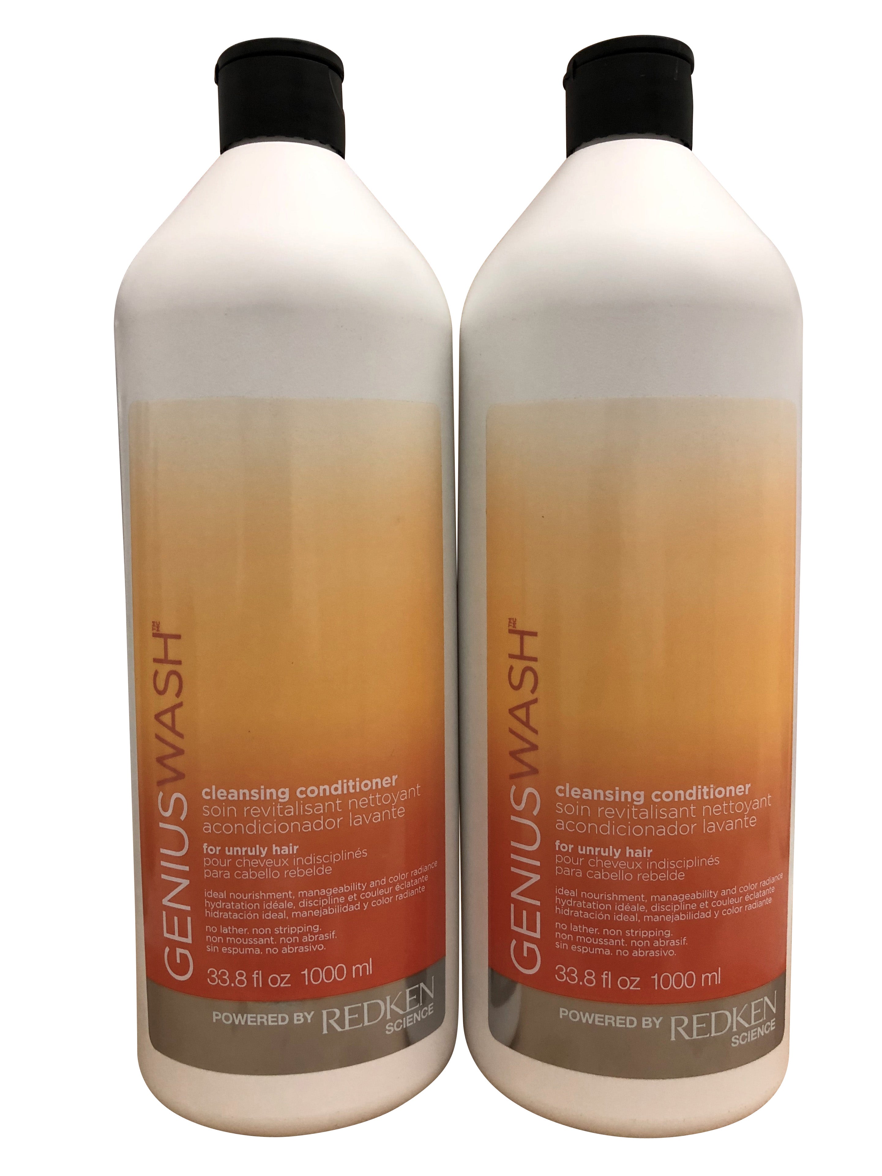 Redken Genius Wash Cleansing Conditioner Unruly Hair DUO 33.8 OZ Each