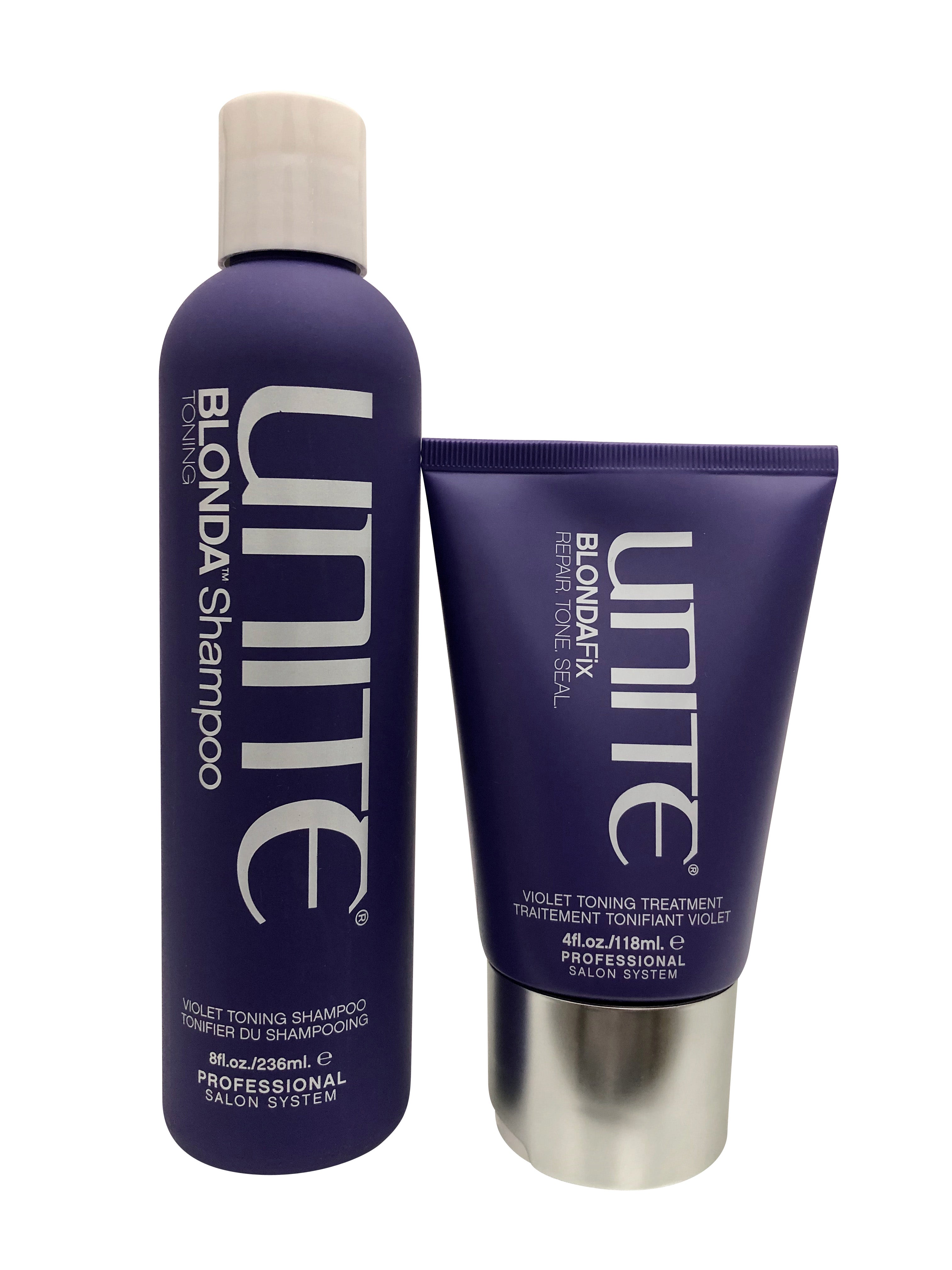 Unite Blonda Toning Shampoo 8 OZ & Blonda Fix Repair, Tone, Seal Conditioner 4 OZ Set