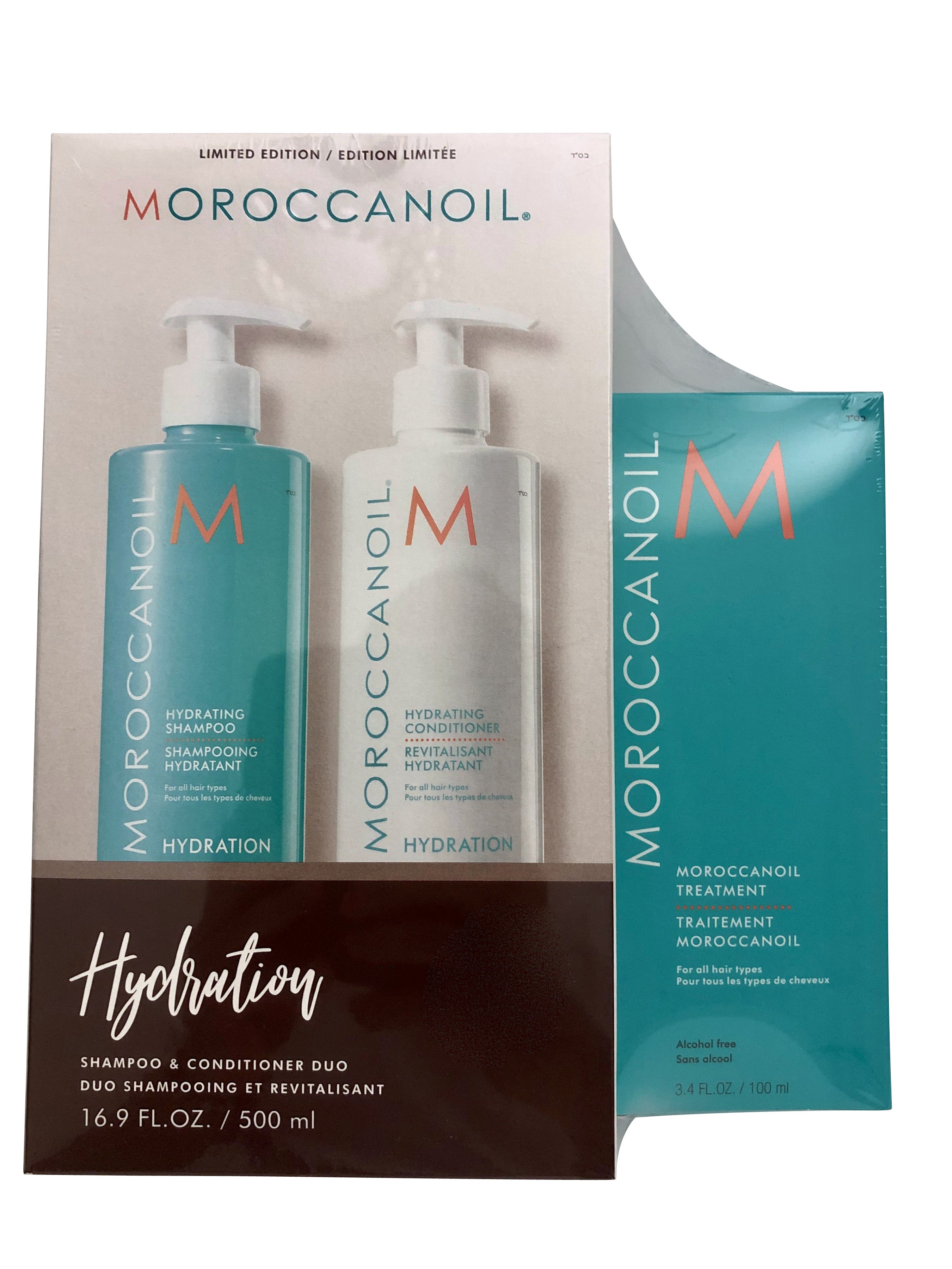 Moroccanoil Hydrating Shampoo & Conditioner 16.9 & Original Treatment 3.4 OZ Set