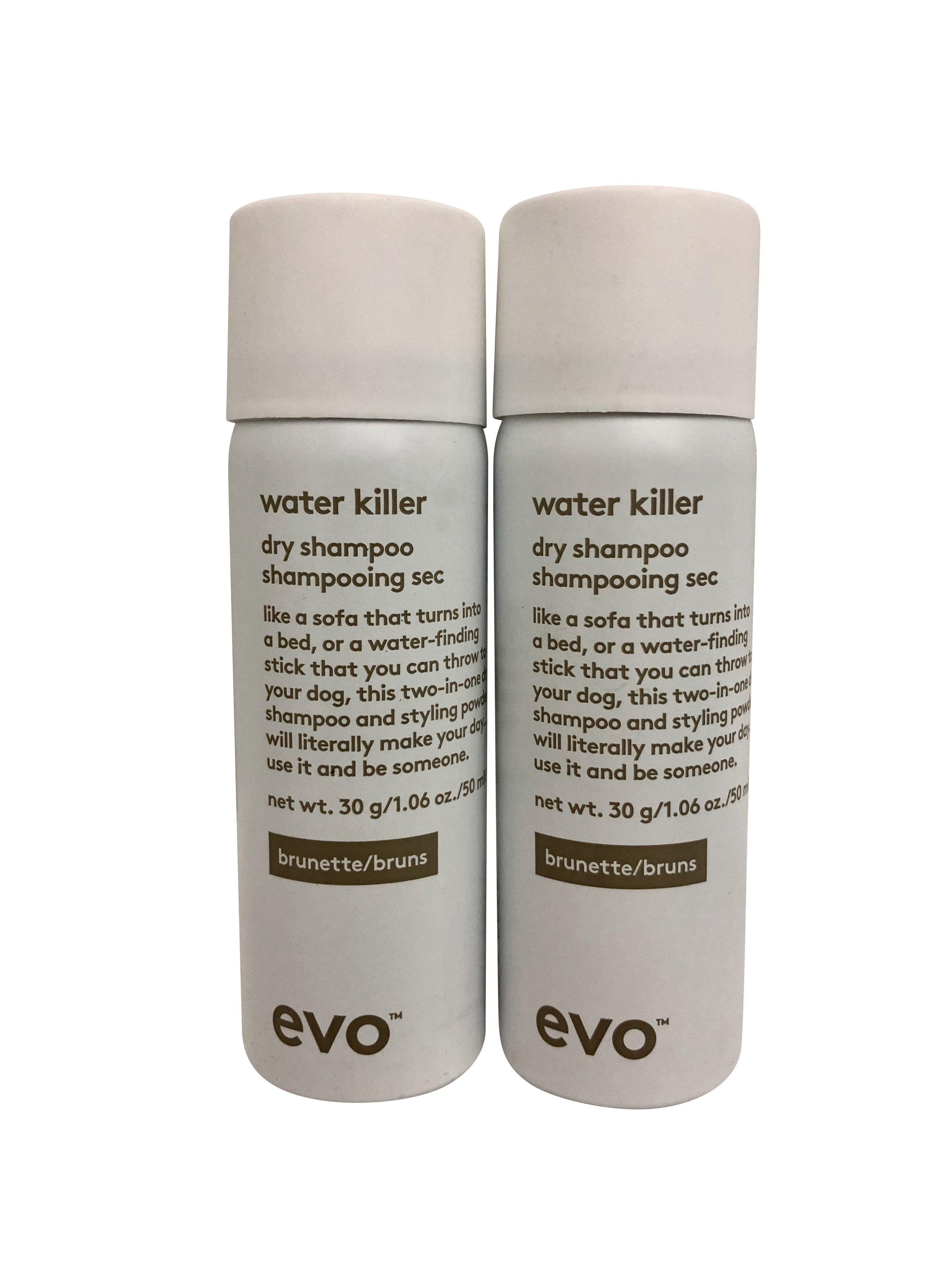 evo Water Killer Dry Shampoo Brunette DUO 1.1 OZ Each