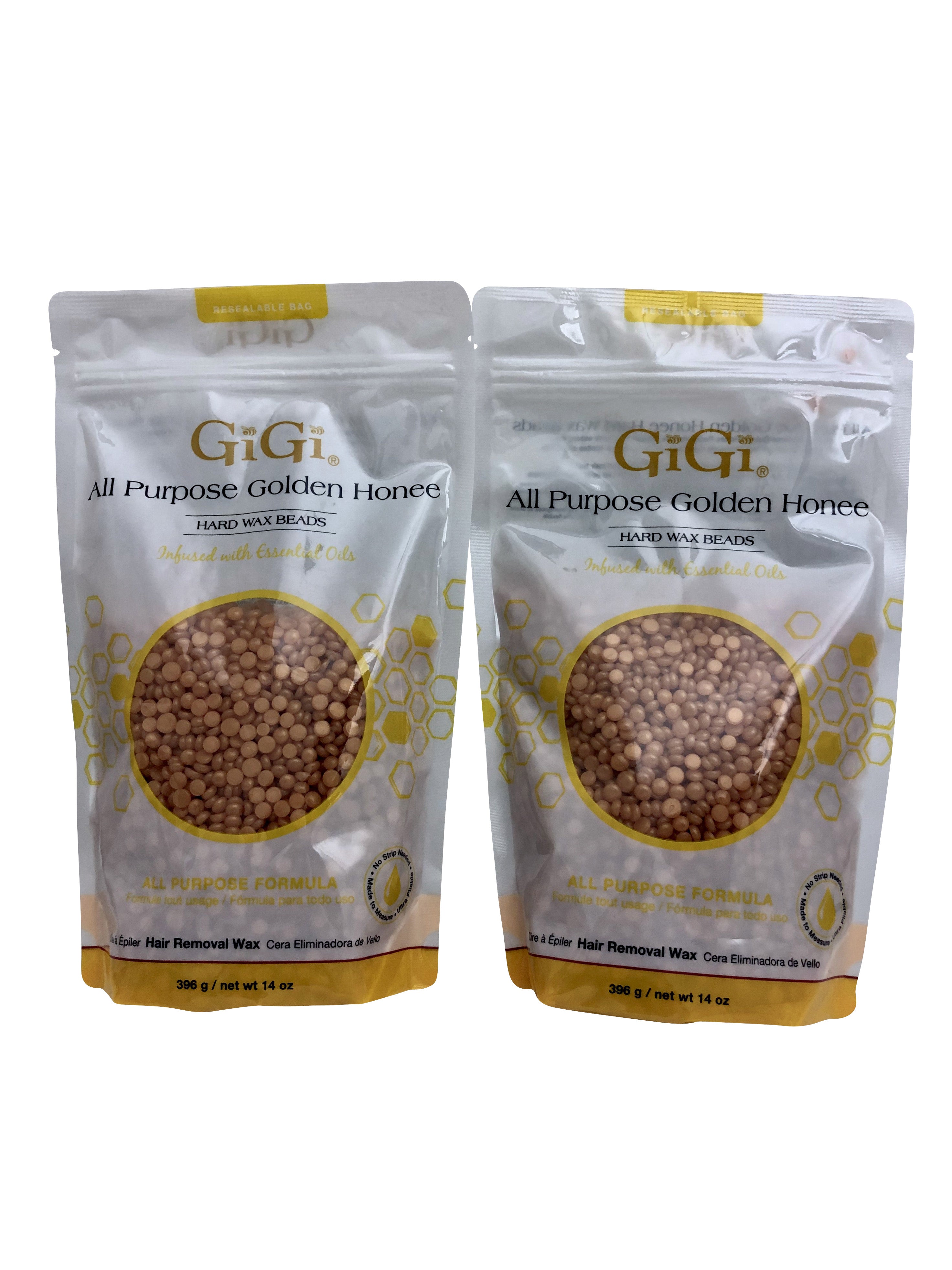 GiGi All Purpose Golden Honee Hard Wax Beads 14 OZ Pack of 2