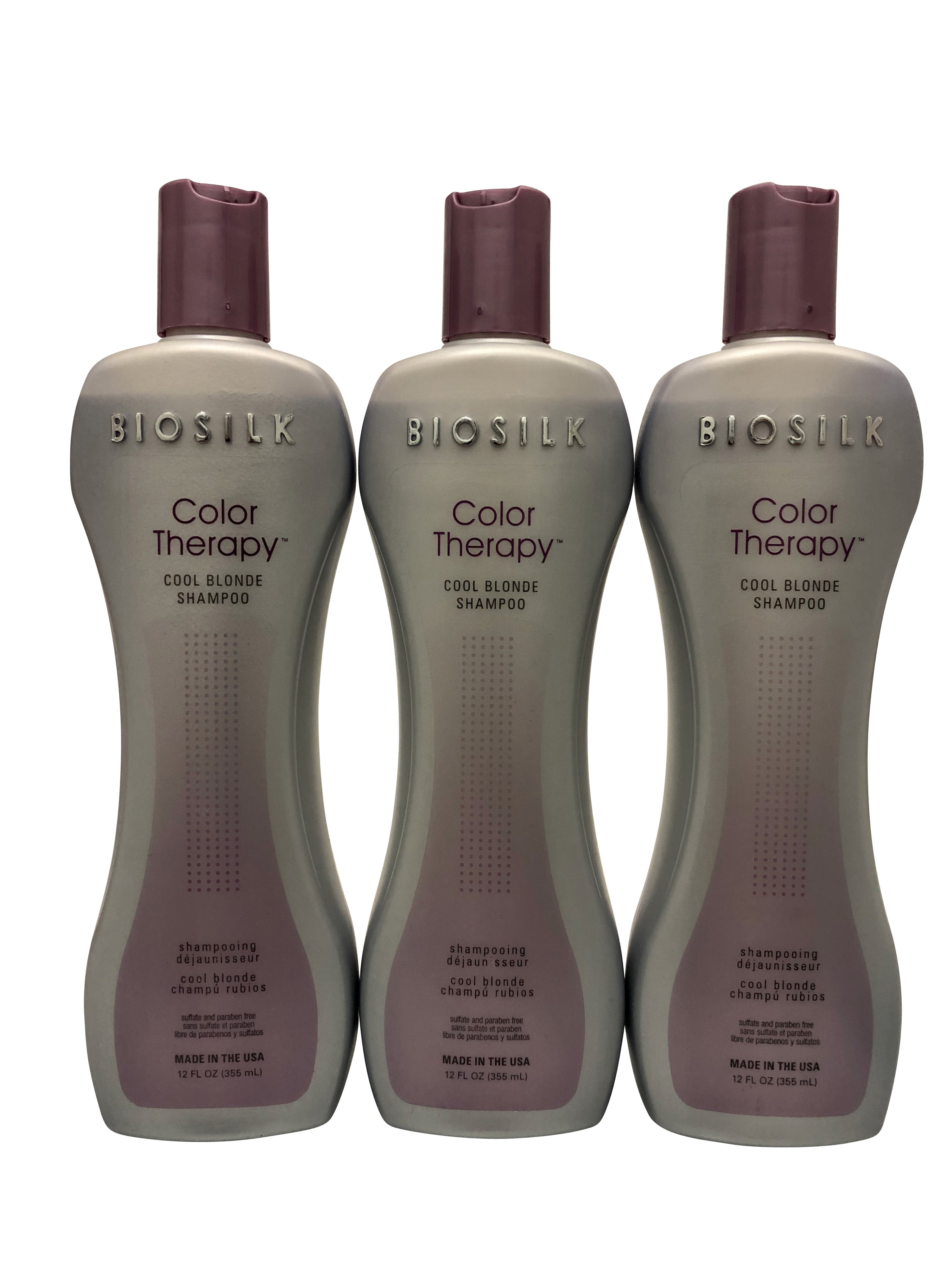 Biosilk Color Therapy Cool Blonde Shampoo 12 OZ Set of 3