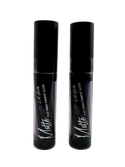 L.A. Girl Matte Flat Finish Pigment Gloss GLG846 Black Currant 0.17 OZ Set of 2