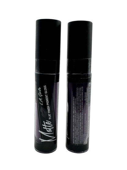 L.A. Girl Matte Flat Finish Pigment Gloss GLG846 Black Currant 0.17 OZ Set of 2