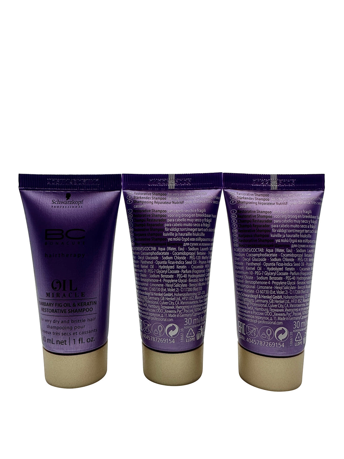 Schwarzkopf Bonacure Oil Miracle Restorative Shampoo 1 OZ Set of 3