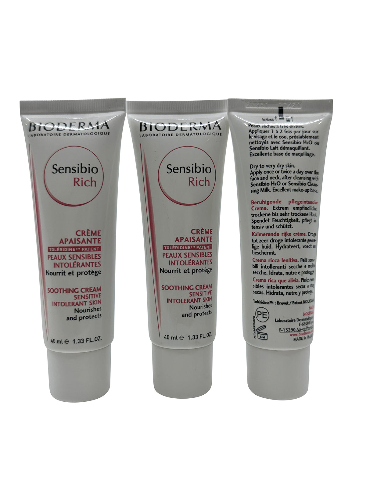 Bioderma Sensibio Rich Soothing Cream 1.33 OZ Set of 3