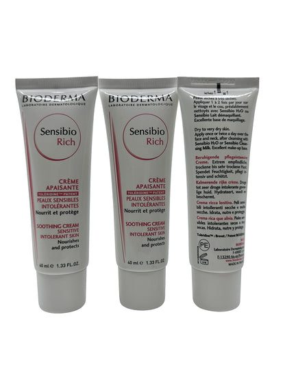 Bioderma Sensibio Rich Soothing Cream 1.33 OZ Set of 3