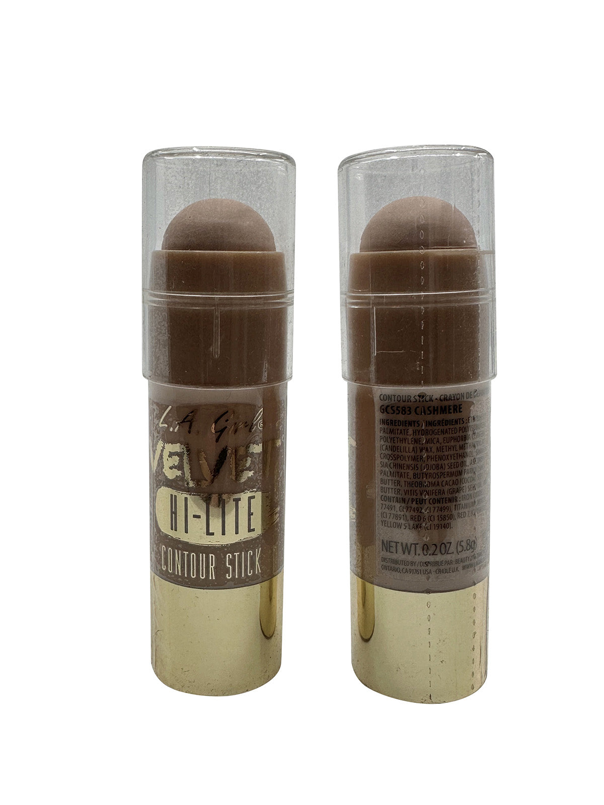 L.A. Girl Velvet Hi Lite Contour Stick Cashmere 0.2 OZ Set of 2