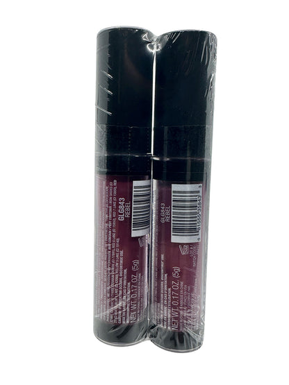 L.A. Girl Matte Flat Finish Pigment Gloss GLG843 Rebel 0.17 OZ Set of 2