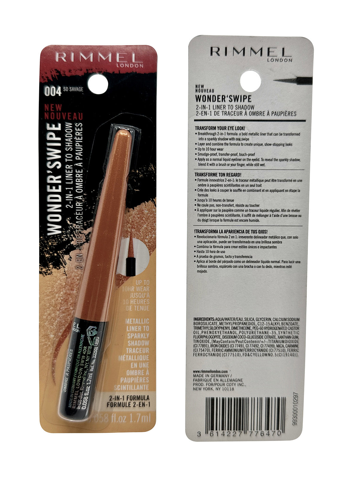 Rimmel Wonder Swipe 2 in 1 Liner to Shadow 004 So Savage 1.7 OZ DUO