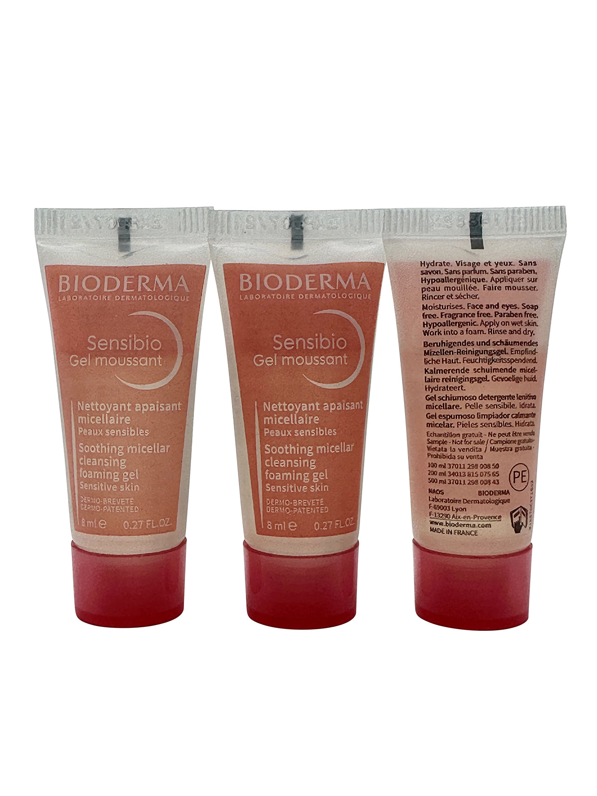 Bioderma Sensibio Mild Cleansing Foaming Gel Sensitive Skin 0.27 OZ Set of 3