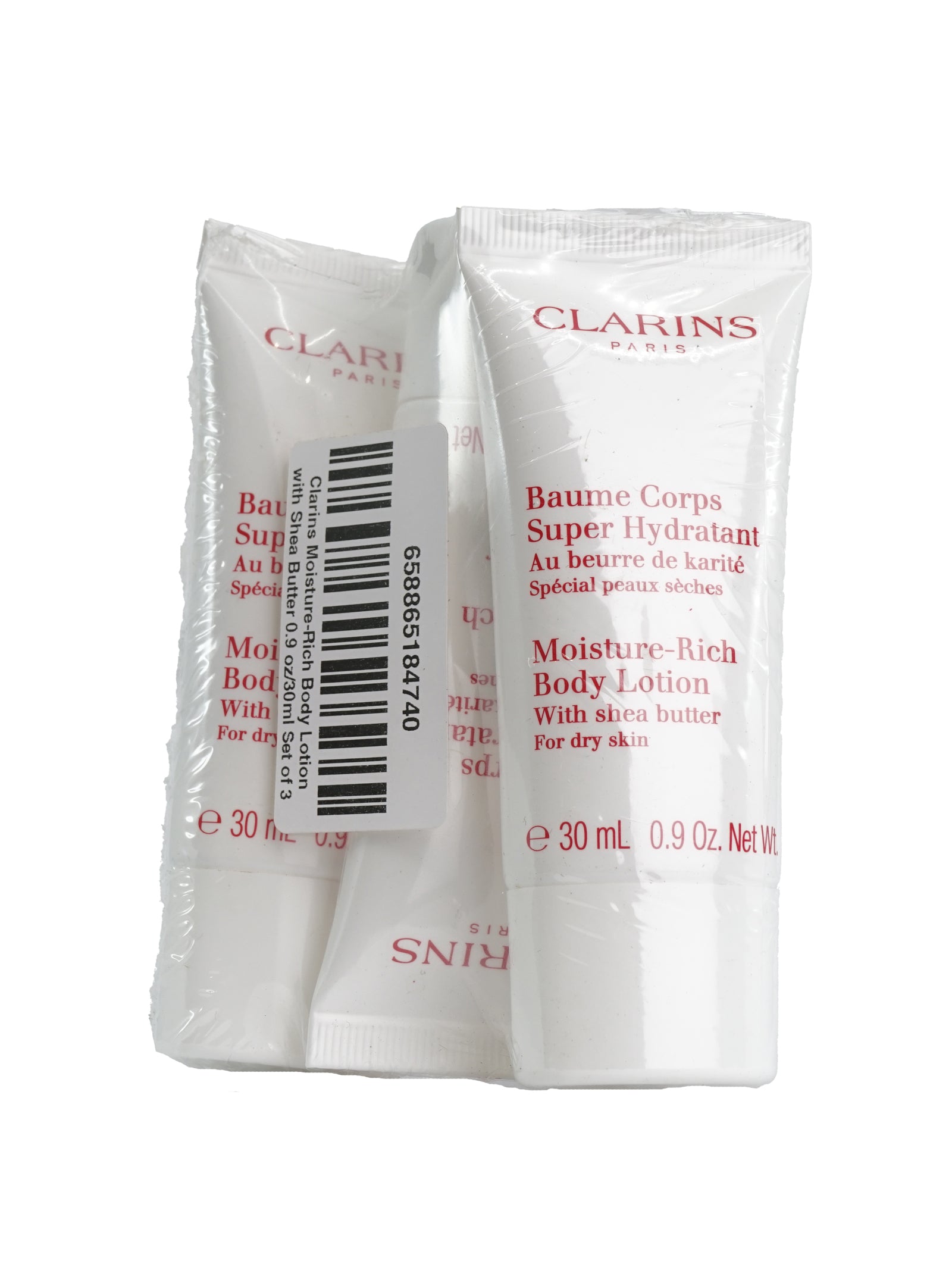 Clarins Moisture Rich Body Lotion Dry Skin 0.9 OZ Set of 3