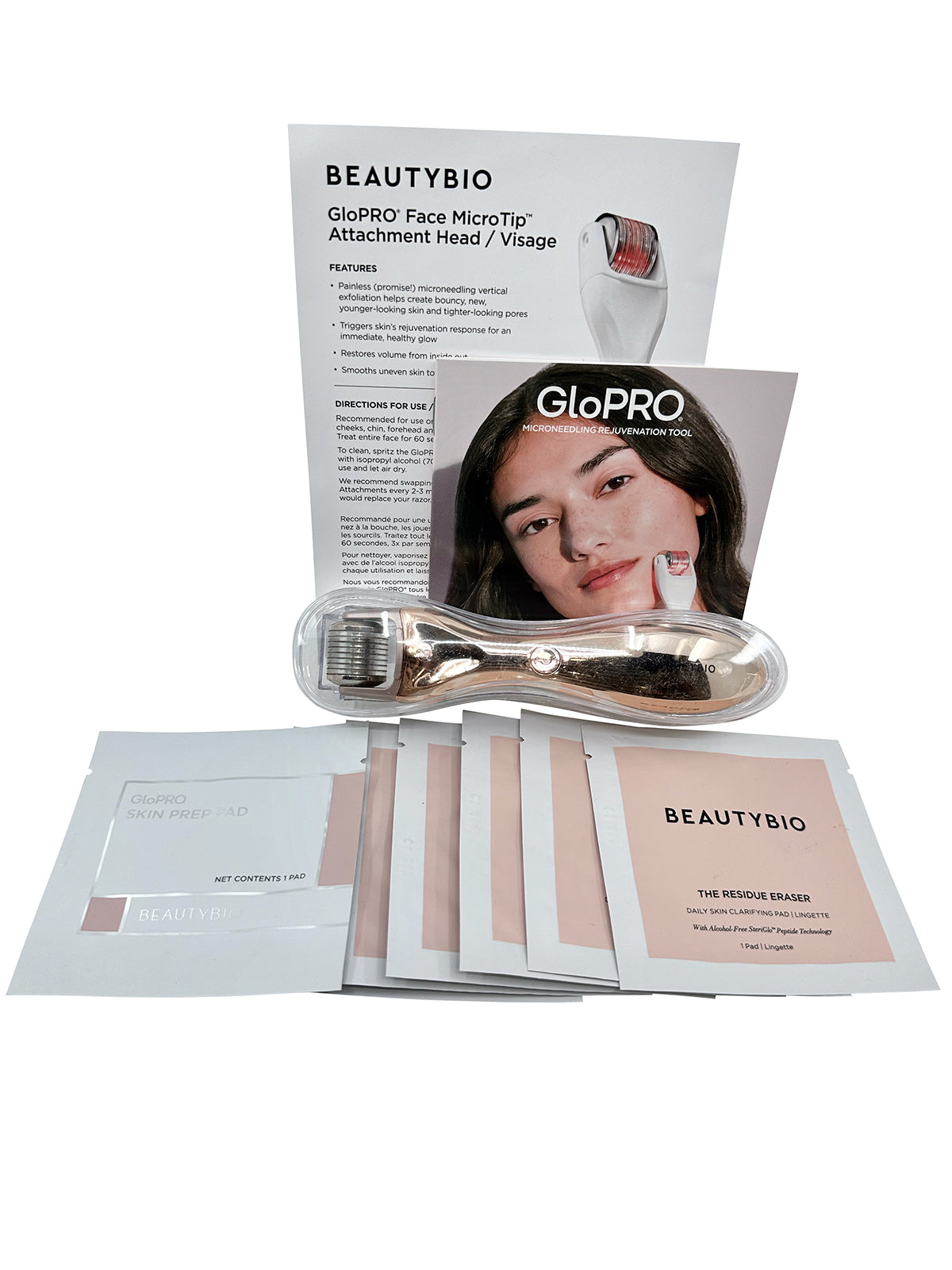 Beautybio GloPro Regeneration Tool Gold with 5 Residue Eraser & 1 Skin Prep Pad