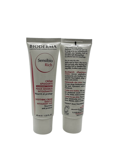 Bioderma Sensibio Rich Soothing Cream 1.33 OZ Set of 2