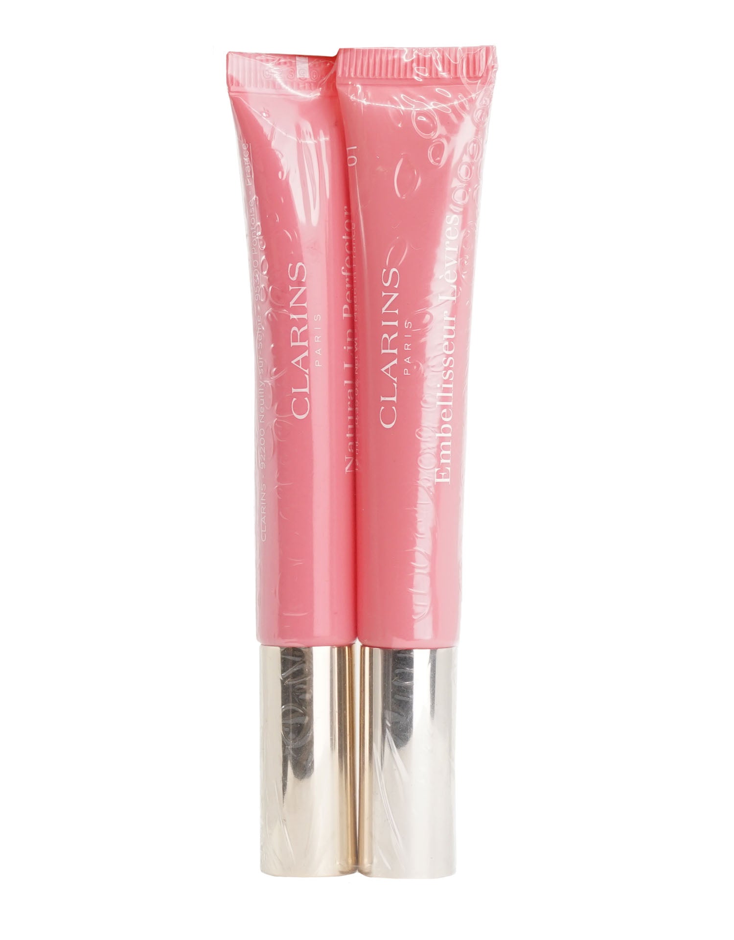 Clarins Natural Lip Perfector 01 Rose Shimmer 0.35 OZ Set of 2