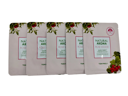 TonyMoly Natural Aroma Rose Wood Mask Sheet Set of 5