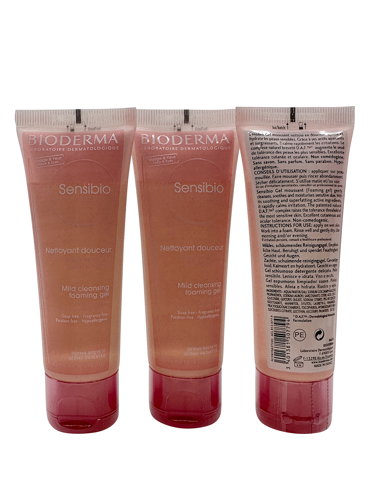 Bioderma Sensibio Mild Cleansing Foaming Gel Sensitive Skin 1.5 OZ Pack of 3