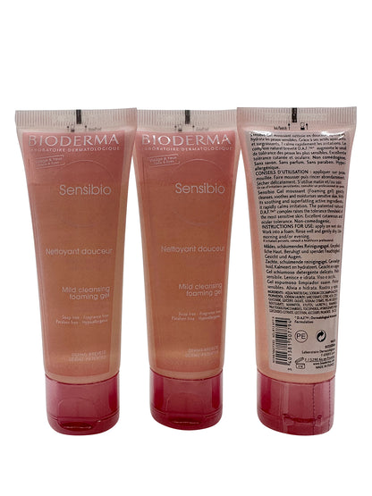 Bioderma Sensibio Mild Cleansing Foaming Gel Sensitive Skin 1.5 OZ Pack of 3