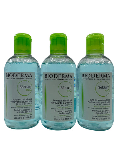 Bioderma Sebium H2O Purifying Micellar Solution Combo & Oily 8.33 OZ Set of 3