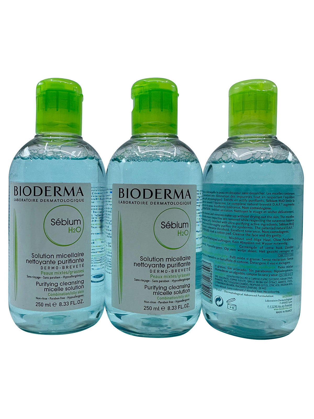 Bioderma Sebium H2O Purifying Micellar Solution Combo & Oily 8.33 OZ Set of 3