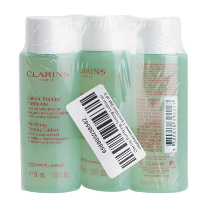 Clarins Purifying Toning Lotion Combination & Oily Skin 1.6 OZ Set of 3