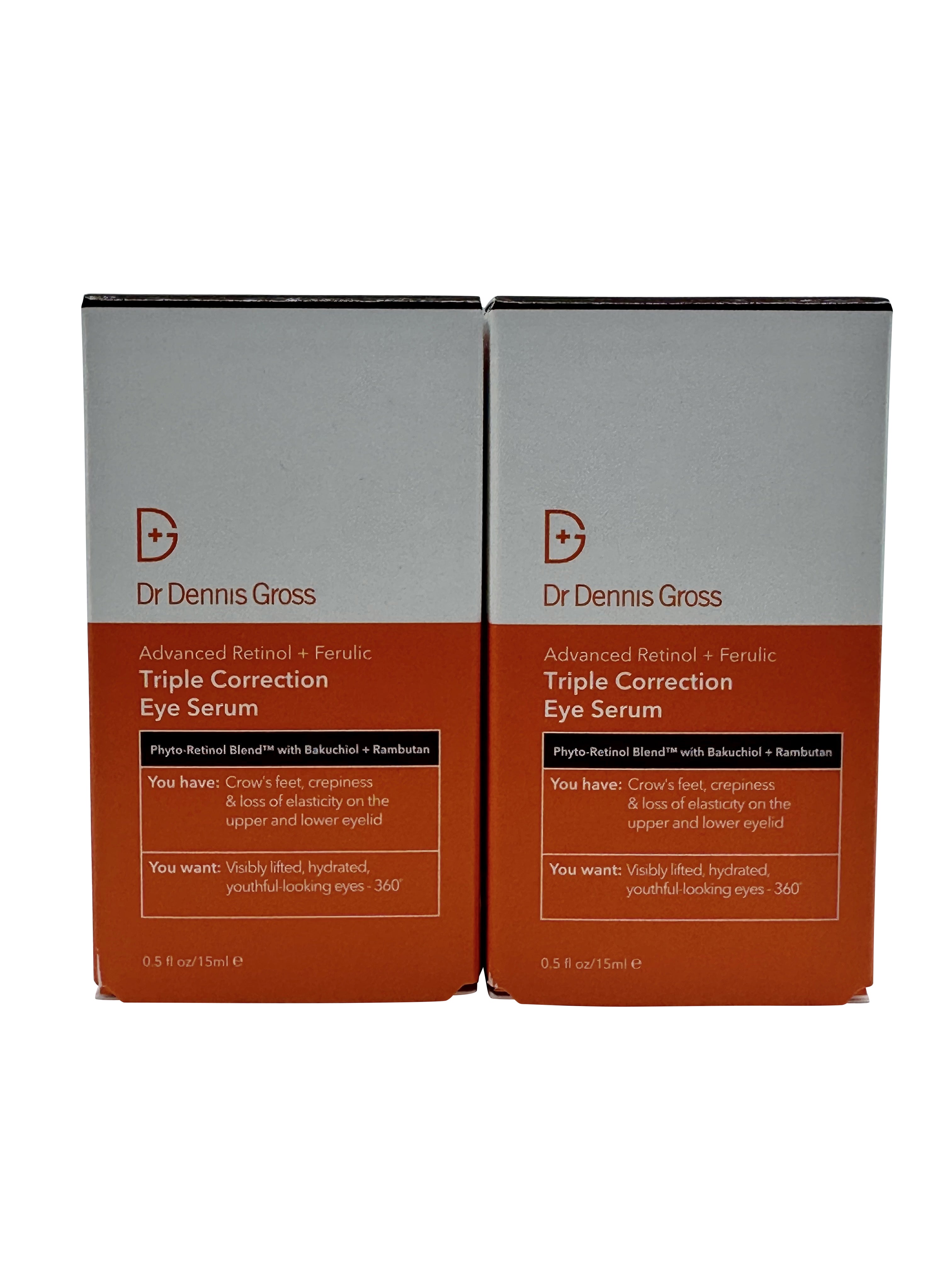 Dr Dennis Gross Triple Correction Eye Serum 0.5 OZ All Skin Types Set of 2