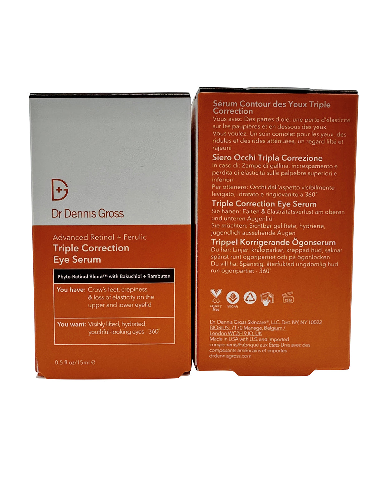 Dr Dennis Gross Triple Correction Eye Serum 0.5 OZ All Skin Types Set of 2