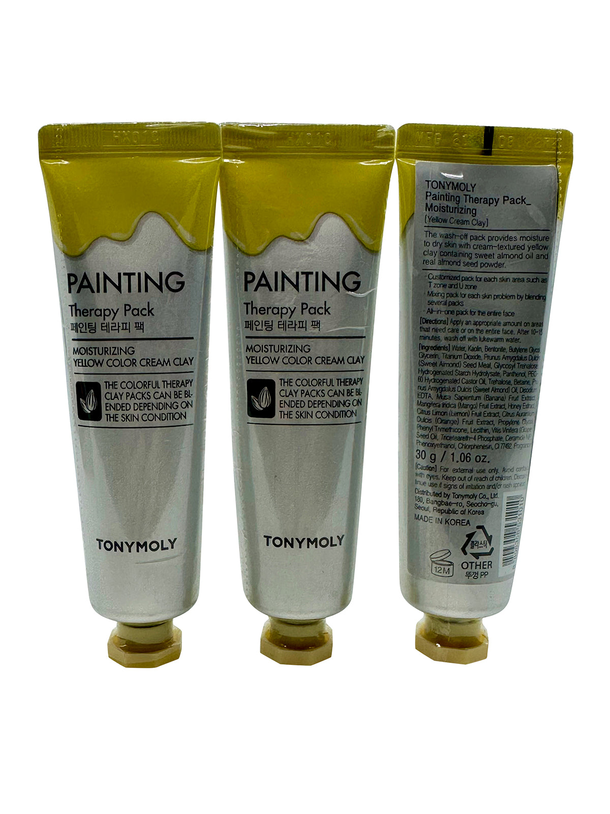 TonyMoly Painting Therapy Pack Yellow Color Gel Clay Moisturizing 1 OZ Set of 3