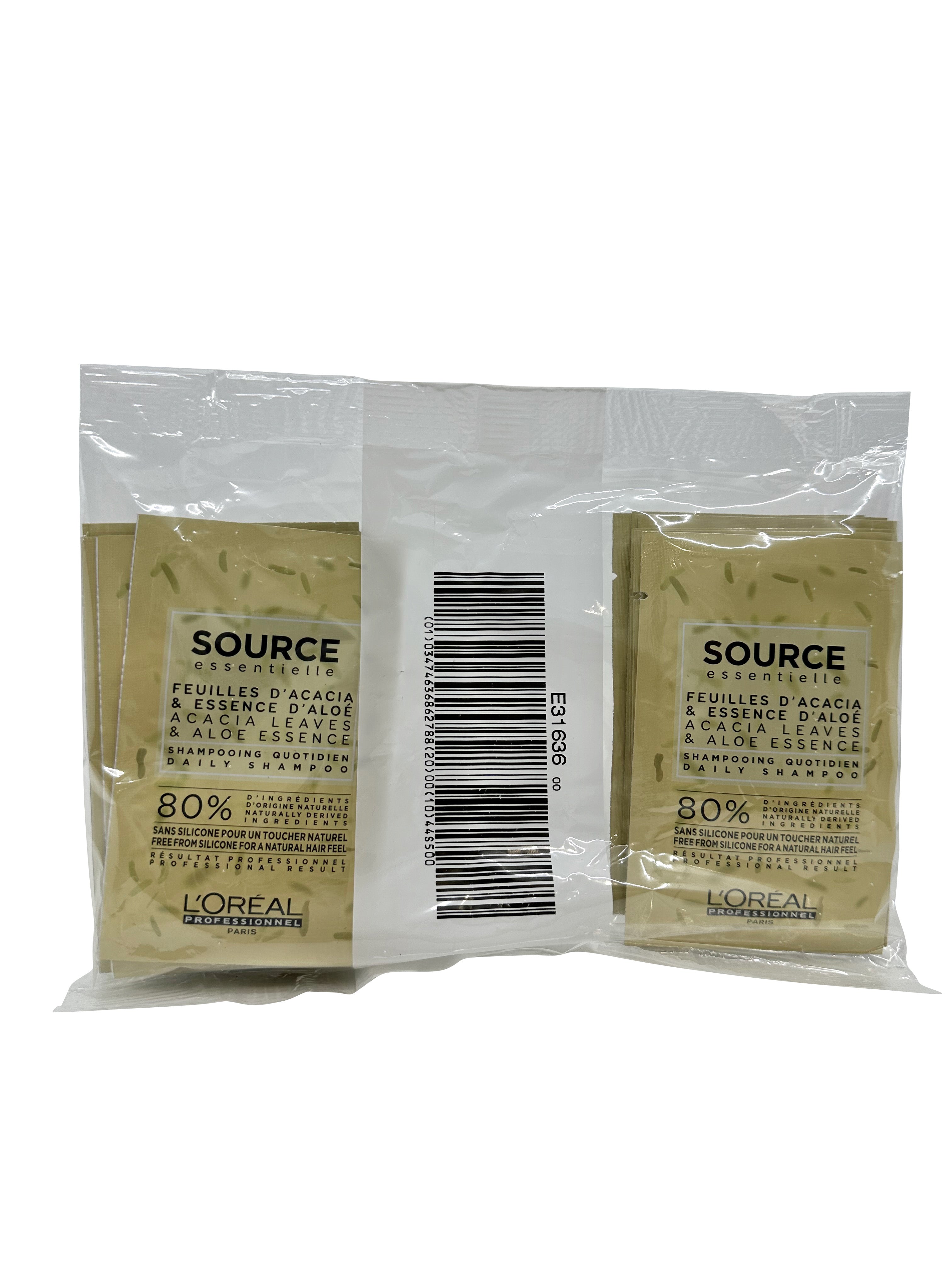 LOreal Source Feuilles Acacia Leaves & Aloe Daily Shampoo Travel Sachets 12 x 12 ML