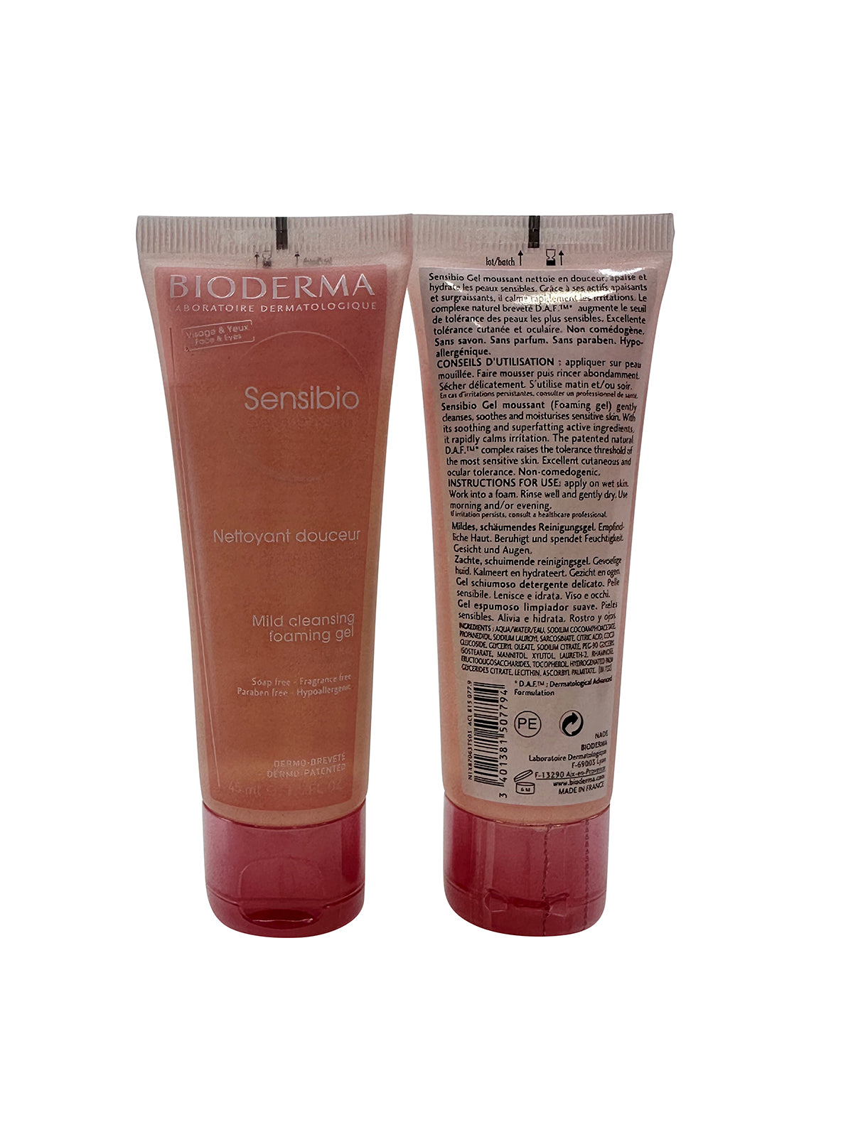 Bioderma Sensibio Mild Cleansing Foam Gel Sensitive Skin 1.5 OZ Pack of 2