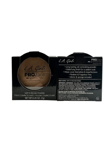 L.A. Girl Pro Face Matte Pressed Powder GPP609 Medium Beige 0.25 OZ Set of 2