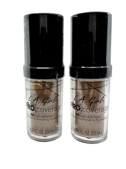 L.A. Girl Pro Coverage HD Longwear Illuminating Foundation Beige 0.95 OZ DUO