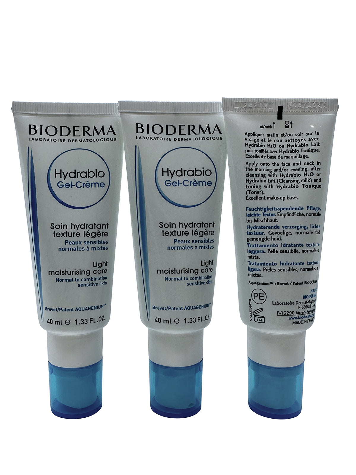 Bioderma Hydrabio Gel Cream Normal & Combination Sensitive Skin 1.33 OZ Trio