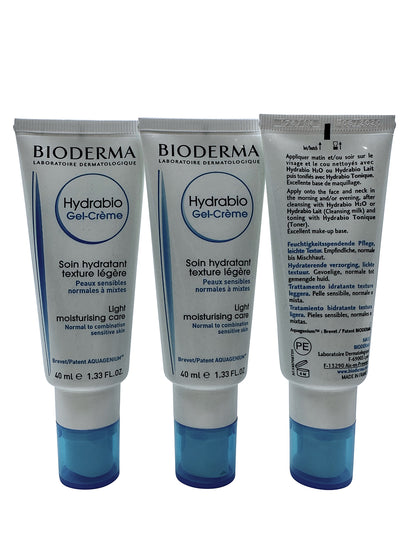 Bioderma Hydrabio Gel Cream Normal & Combination Sensitive Skin 1.33 OZ Trio