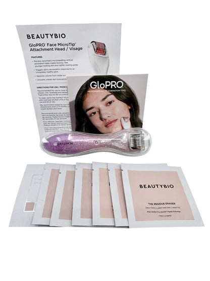 Beautybio GloPro Regeneration Tool Pink Glitter with 5 Residue Eraser & 1 Skin Prep Pad