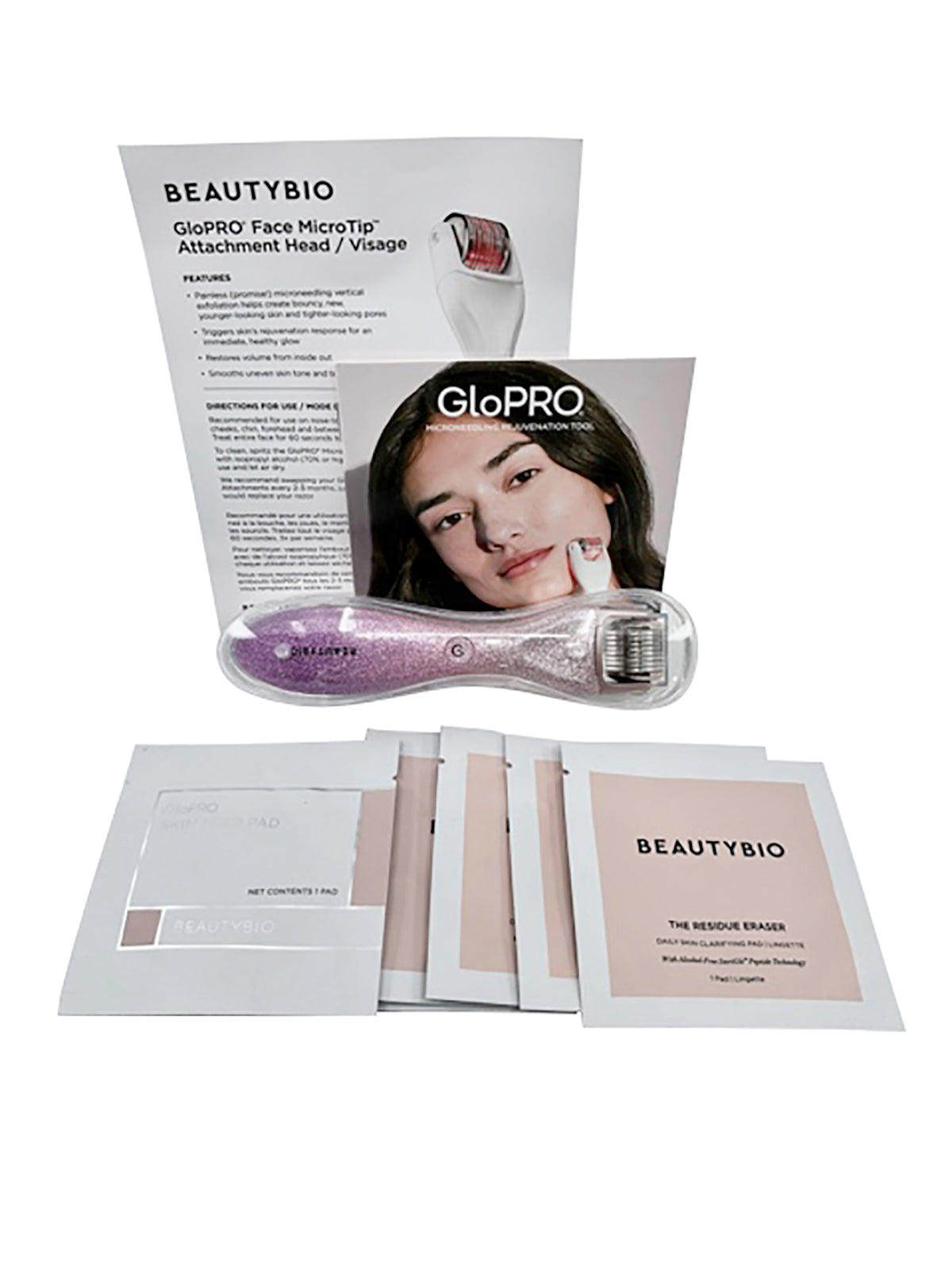 Beautybio GloPro Regeneration Tool Pink Glitter with 5 Residue Eraser & 1 Skin Prep Pad