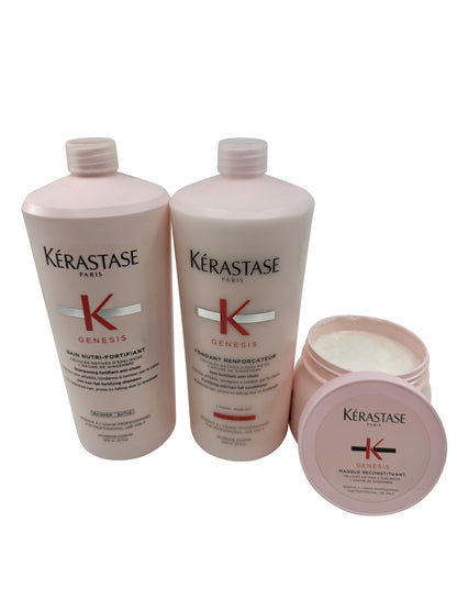 Kerastase Genesis Fortifying Shampoo & Conditioner 34 OZ & Masque 16.9 OZ Set