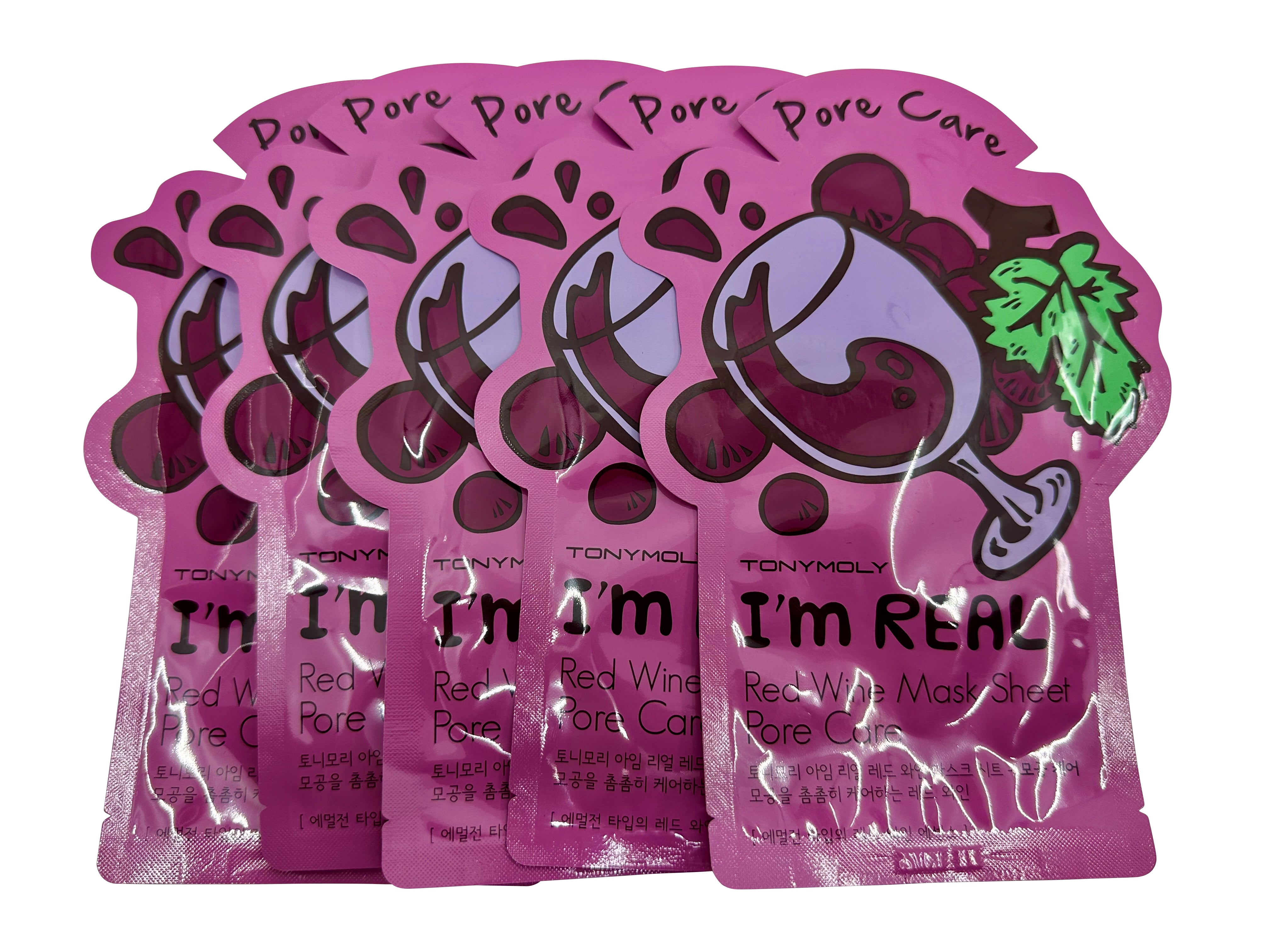 TonyMoly Red Wine Pore Care Mask Sheet Set of 5