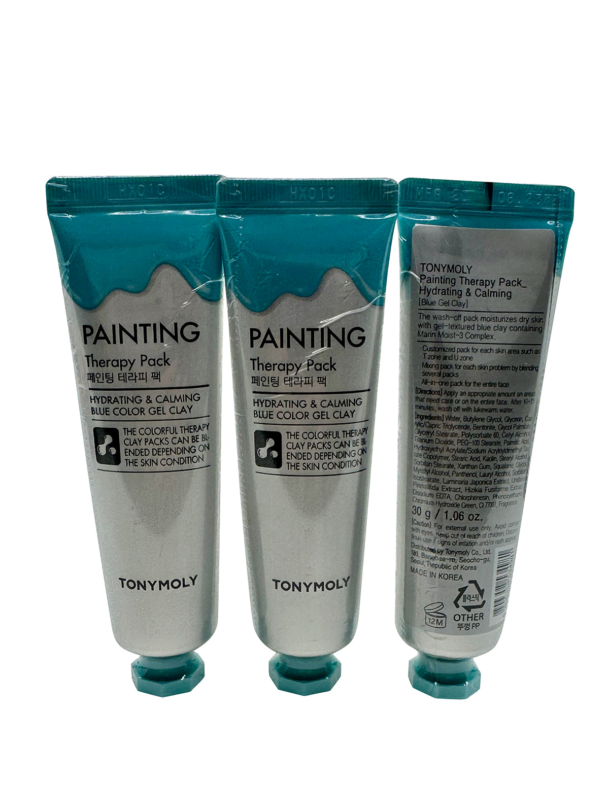 TonyMoly Painting Therapy Pack Blue Gel Clay Hydrating & Calming 1 OZ Set of 3