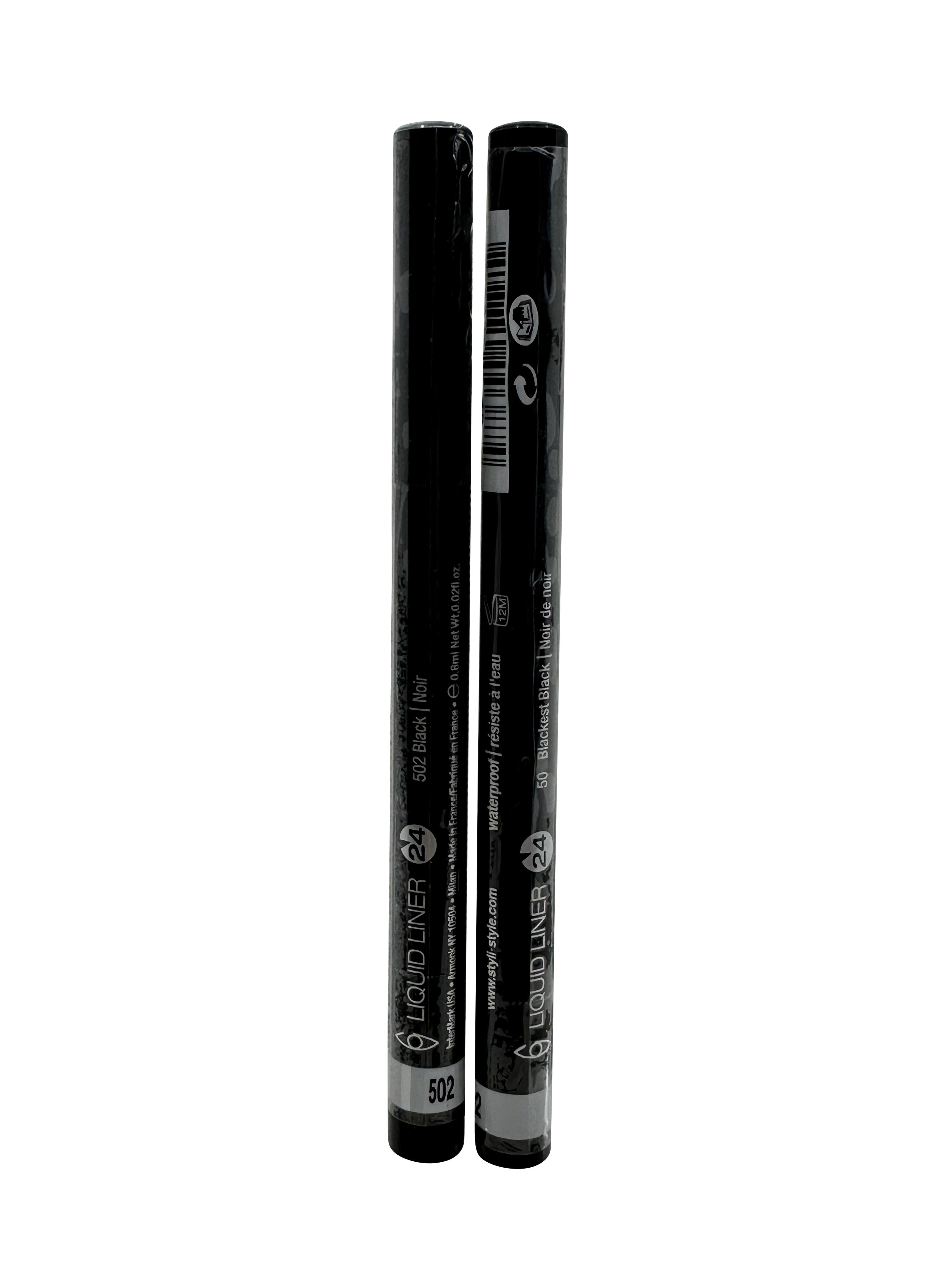 Styli Style Liquid Liner 502 Blackest Black Waterproof 0.02 OZ Set of 2