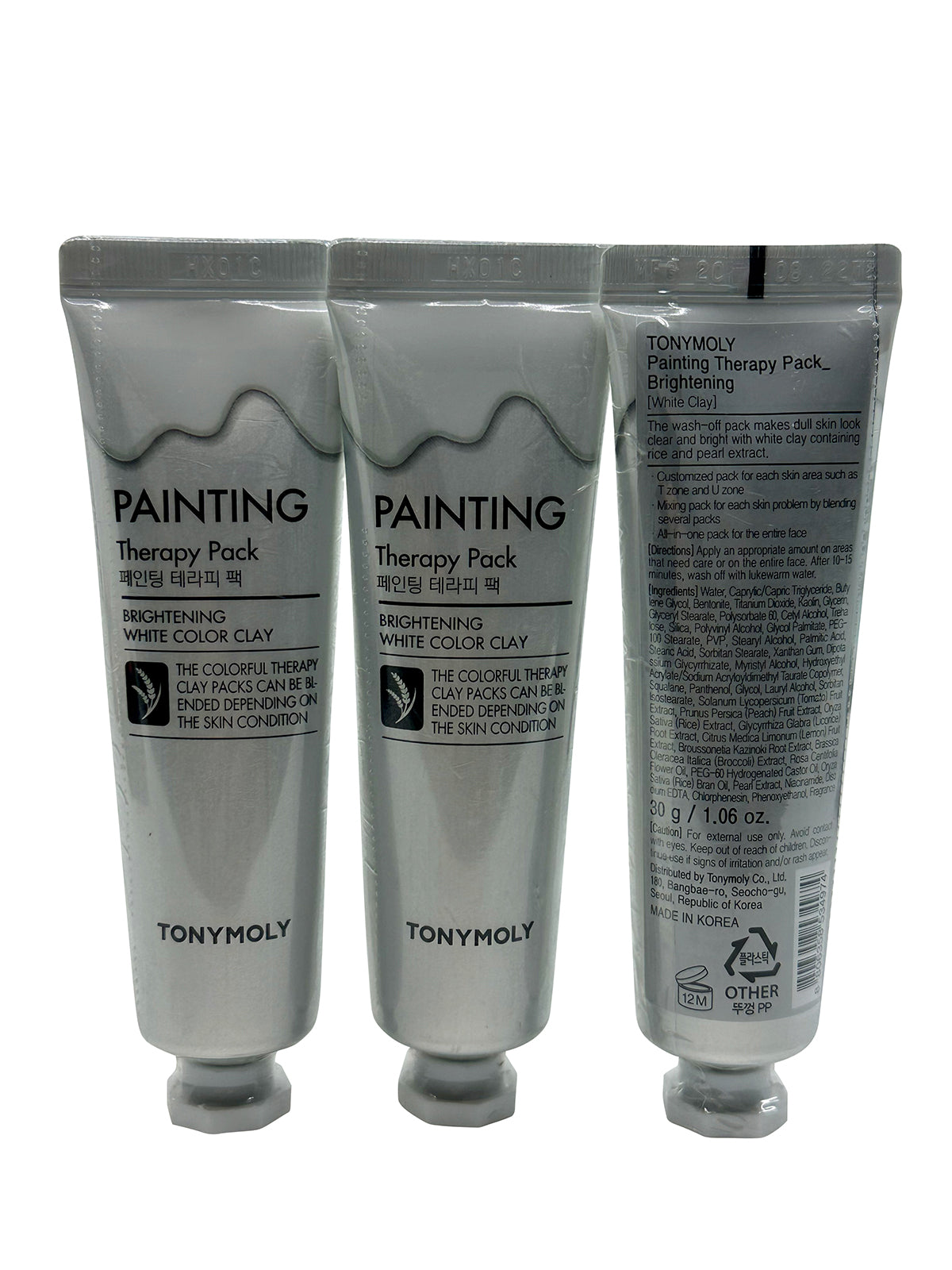 TonyMoly Painting Therapy Pack White Color Gel Clay Brightening 1 OZ Set of 3