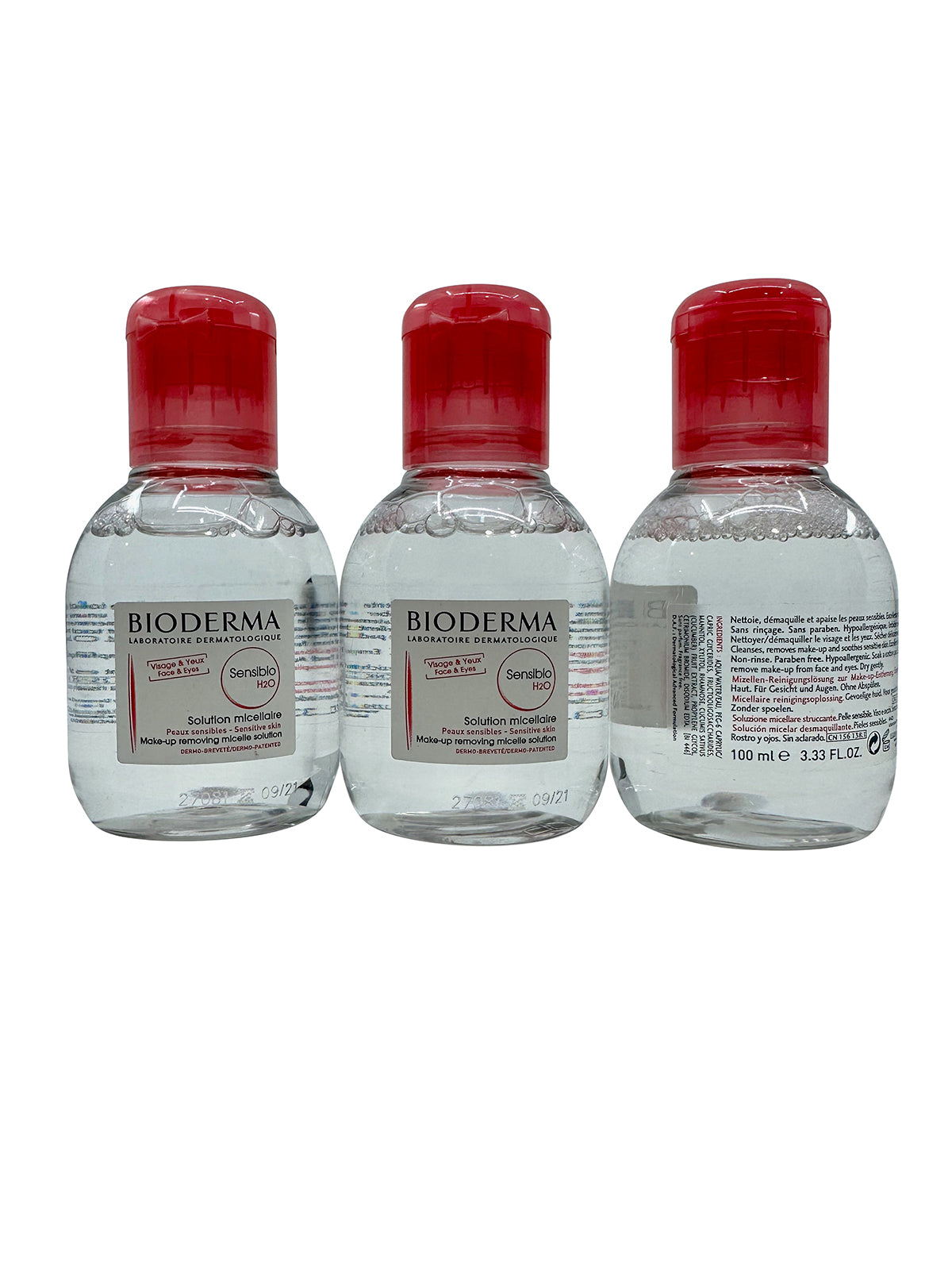 Bioderma Sensibio H2O Micellar Makeup Remover Sensitive Skin 3.33 OZ Set of 3