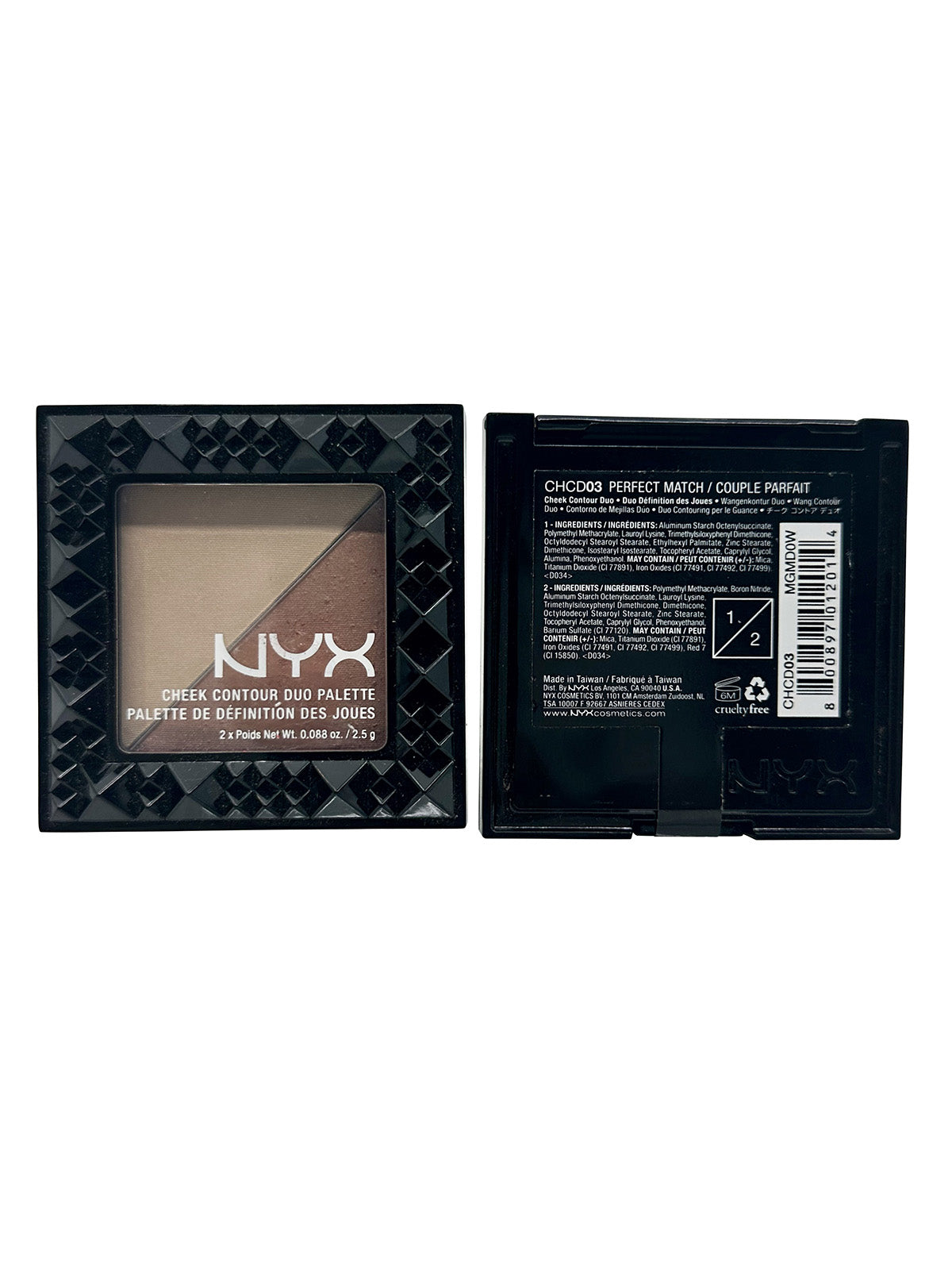 NYX Cheek Contour Duo Palette Perfect Match 0.17 OZ Set of 2