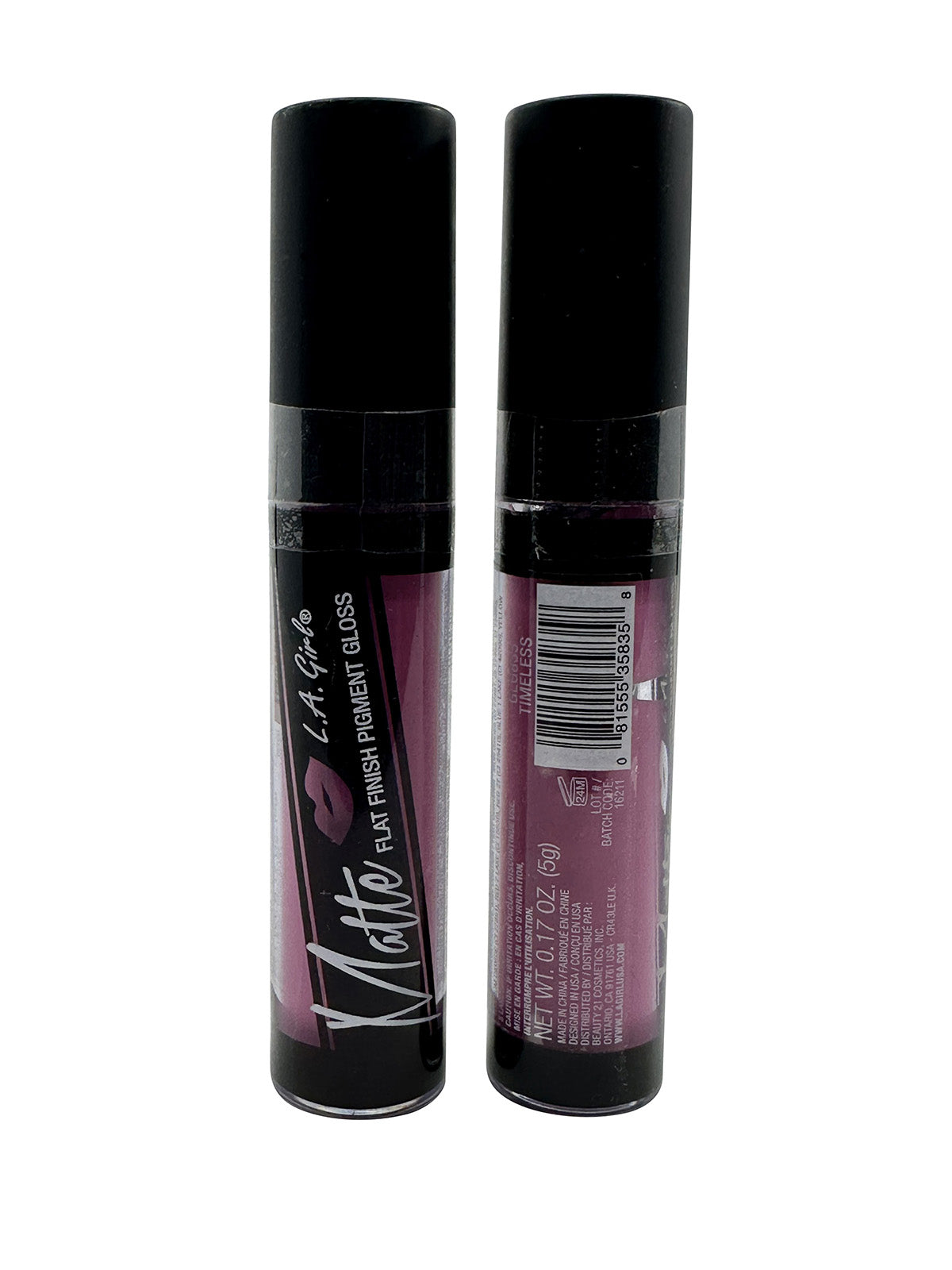 L.A. Girl Matte Flat Finish Pigment Gloss GLG835 Timeless 0.17 OZ Set of 2