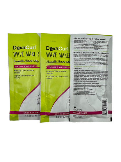 DevaCurl Wave Maker Touchable Texture Whip 1 OZ Pack of 3